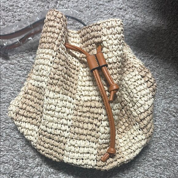 Pink Lily Handbags - Pink Lily Tan and Cream Crossbody Bag with Intricate Design